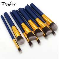 Free sample high quality 10pcs wood handle eye shadow foundation brush makeup set