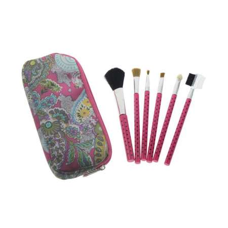 6PCS Cosmetic Makeup Brush Set With Travel Pouch Include Blusher Foundation Eyebrow Lip Eye Shadow Brush Eyeshadow Comb